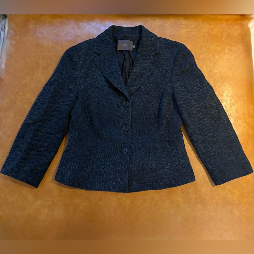 Kulson Black Wool Textured Cropped Blazer Jacket